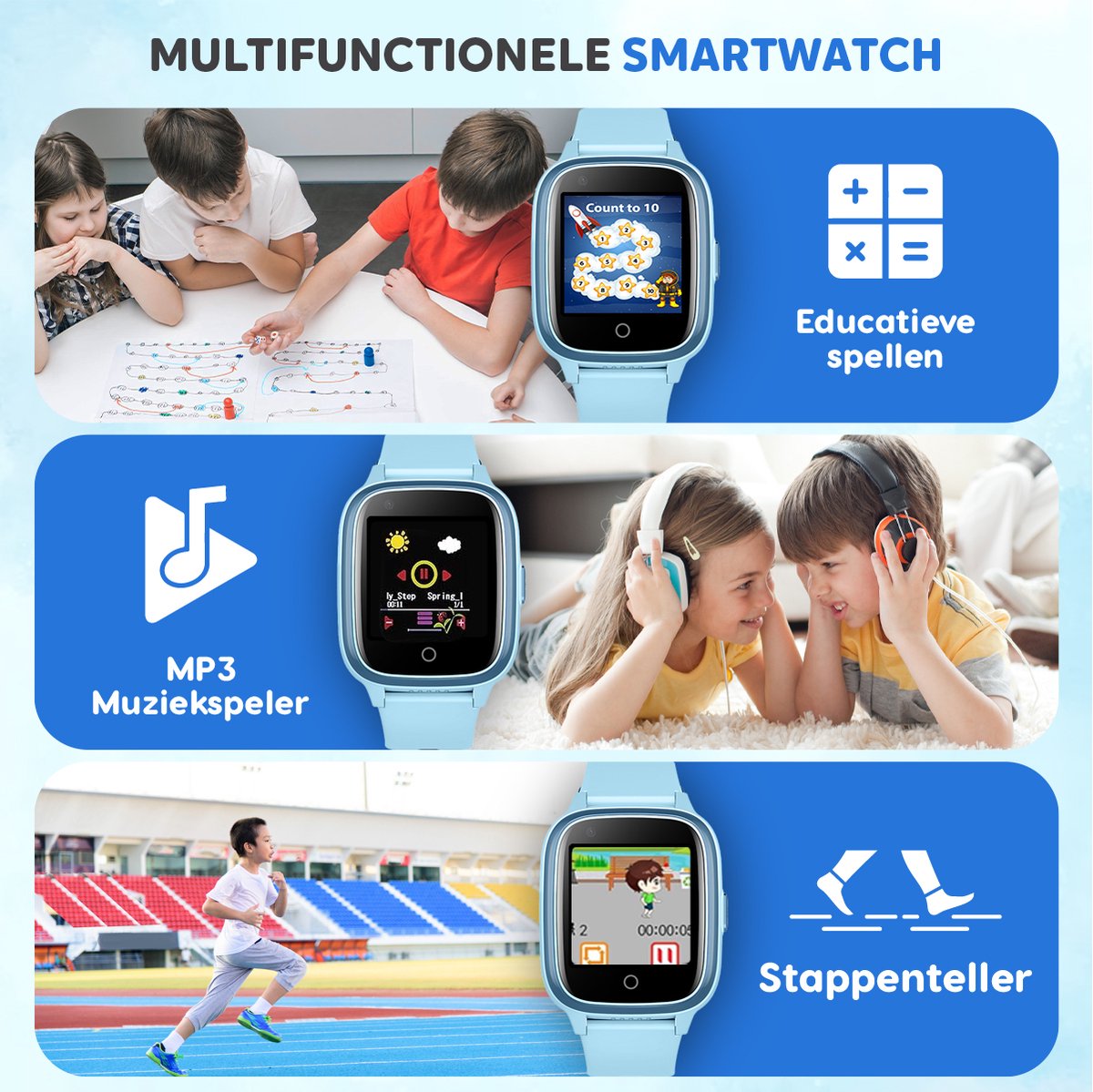 4G GPS Horloge Kind - Smartwatch Voor Kinderen - Blauw