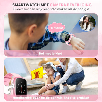 4G GPS Horloge Kind - Smartwatch Voor Kinderen - Roze