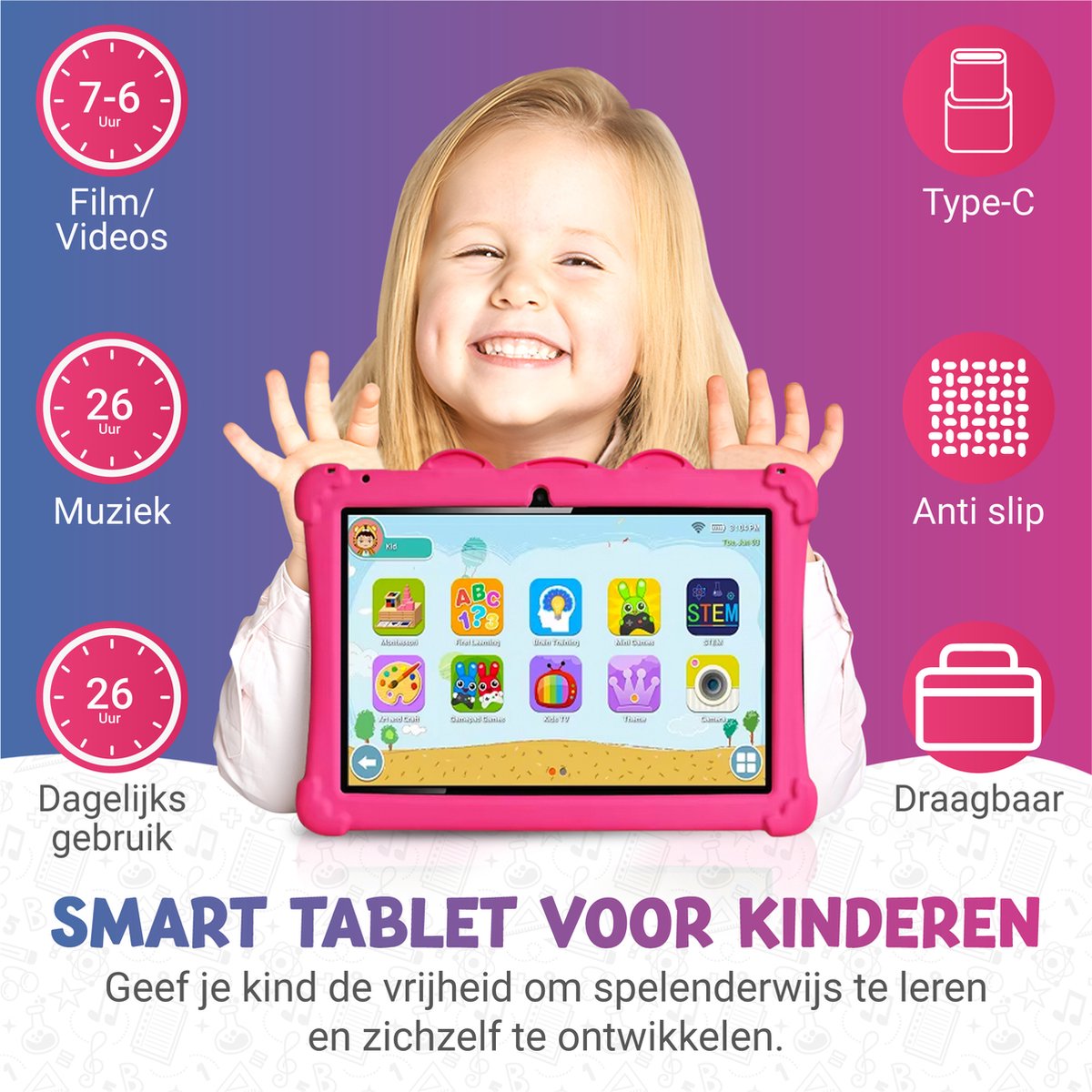 Tablet Voor Kinderen - 10.1 Inch - Kindertablet - Roze
