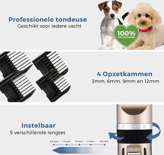 Hondentondeuse met 4 opzetstukken 