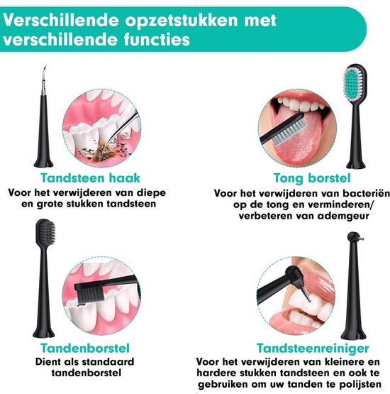 Tandsteen Verwijderaar met verschillende opzetstukken 