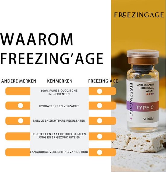 Freezing'Age Anti-Melanine Serum - Huidverzorging Pigmentvlekken - Pigmentvlekken Verwijderen - Hyperpigmentatie Donkere vlekken - 4x 10ml