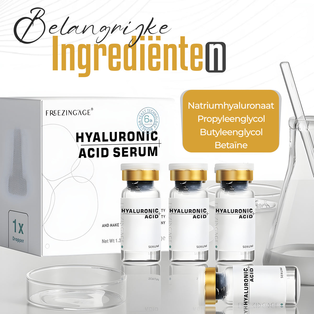 Hyaluronzuur Serum - Hyaluronic Acid - Anti Aging Hydraterende Serum - 40 ml.