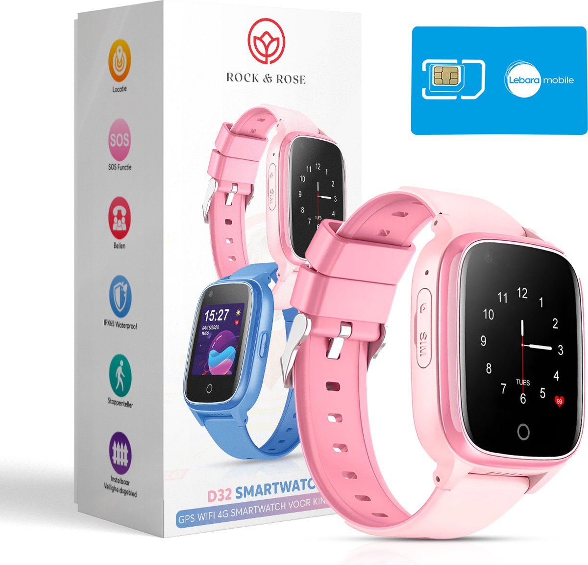 4G GPS Horloge Kind - Smartwatch Voor Kinderen - Roze